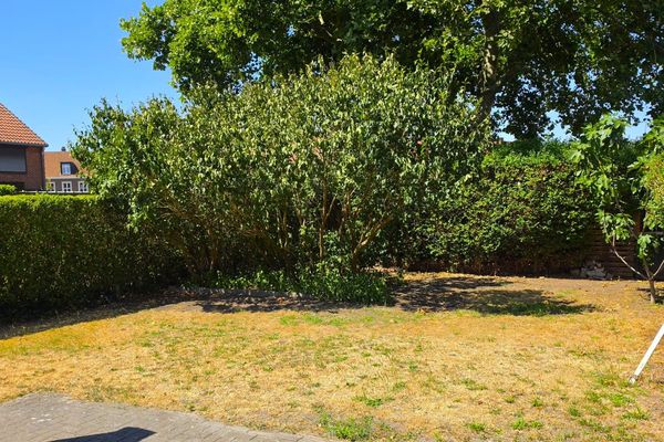 Tuin met tuinpoortje naar achterliggende toegangsweg
